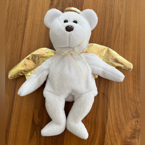 TY Retired Beanie Baby Halo II Gold Wing Angel Bear 2000 Vintage No Hang Tag - Picture 9 of 15